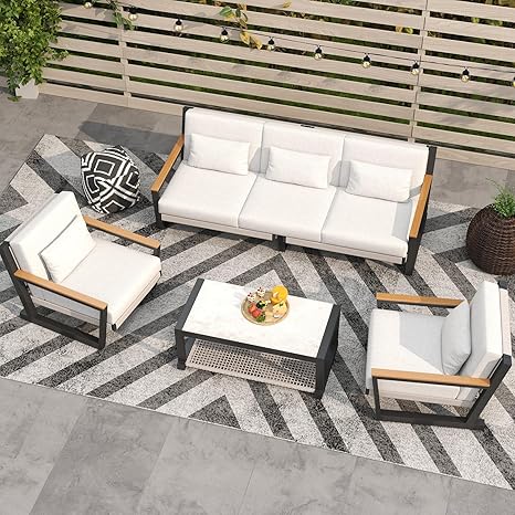 Aluminum Patio Sofa Set with PE Rope Weaving