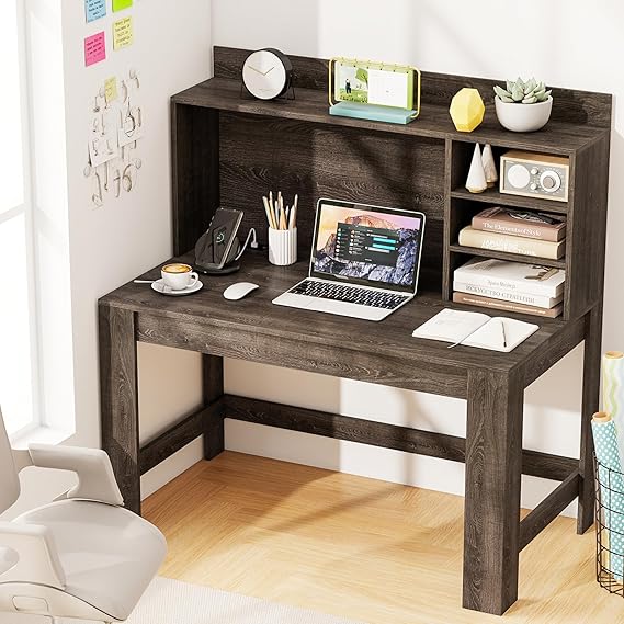 48" Computer Desk with Hutch and Storage Shelves