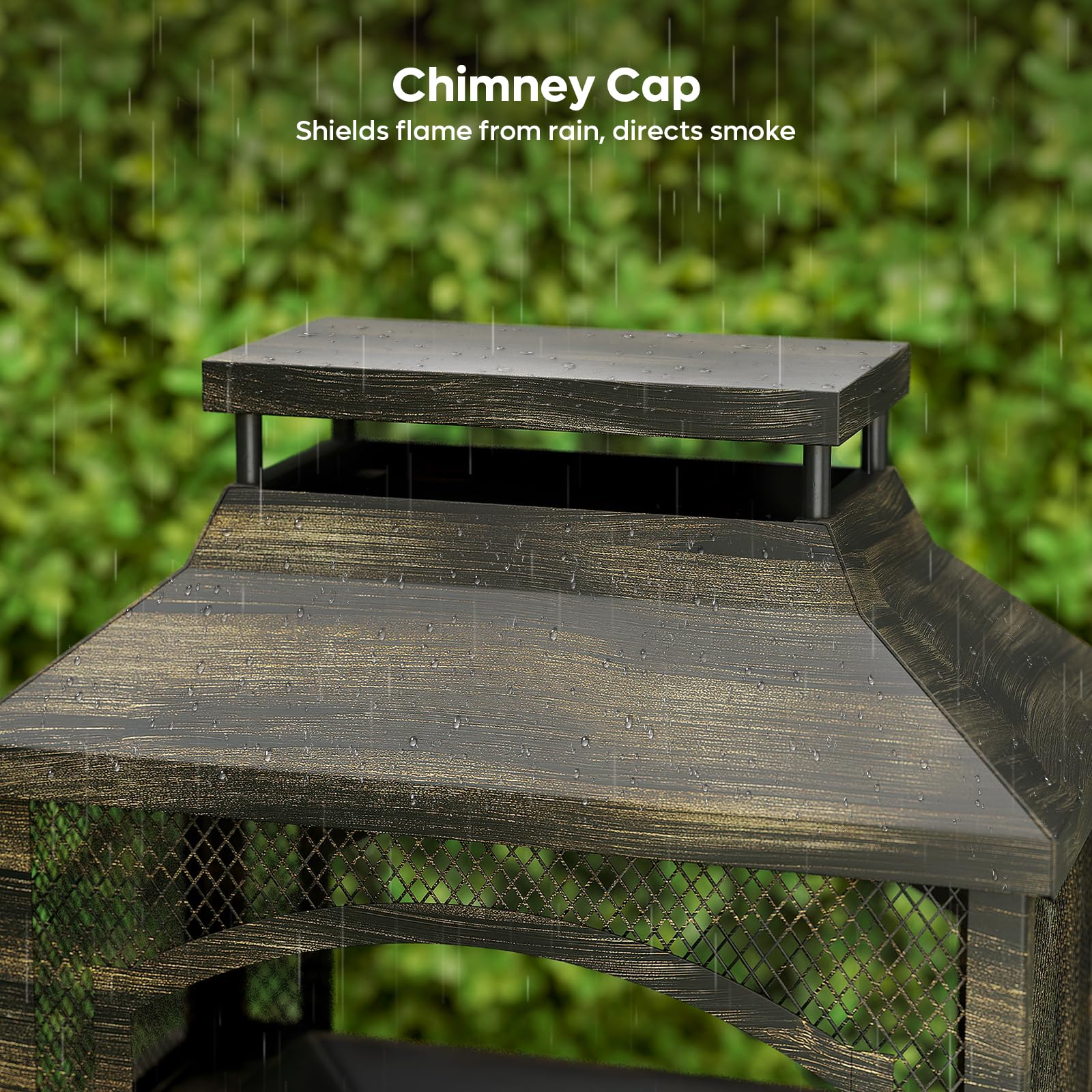 37" Wood Burning Fire Pit with Poker and Rain Cover