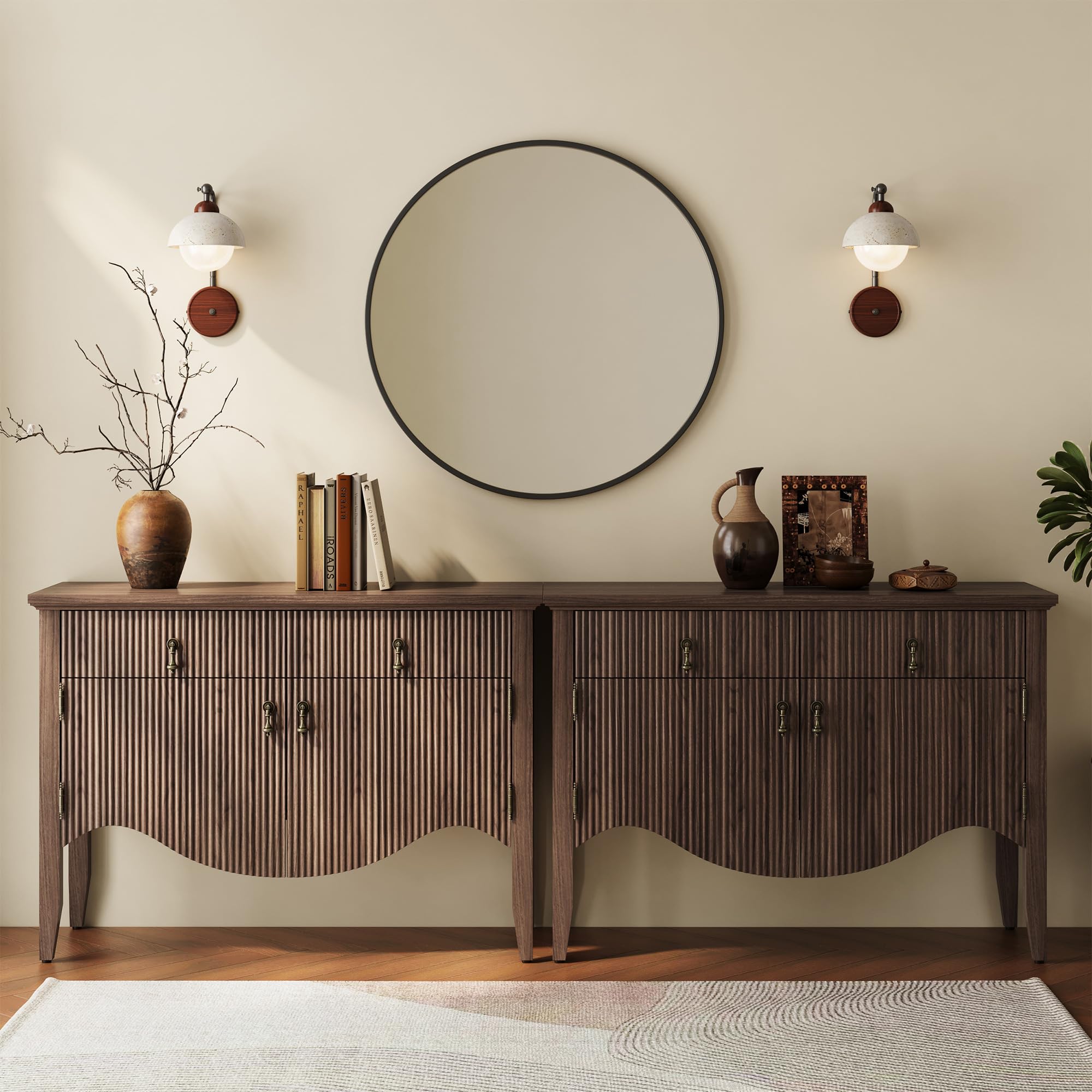 40" Retro Fluted Buffet Cabinet with Storage