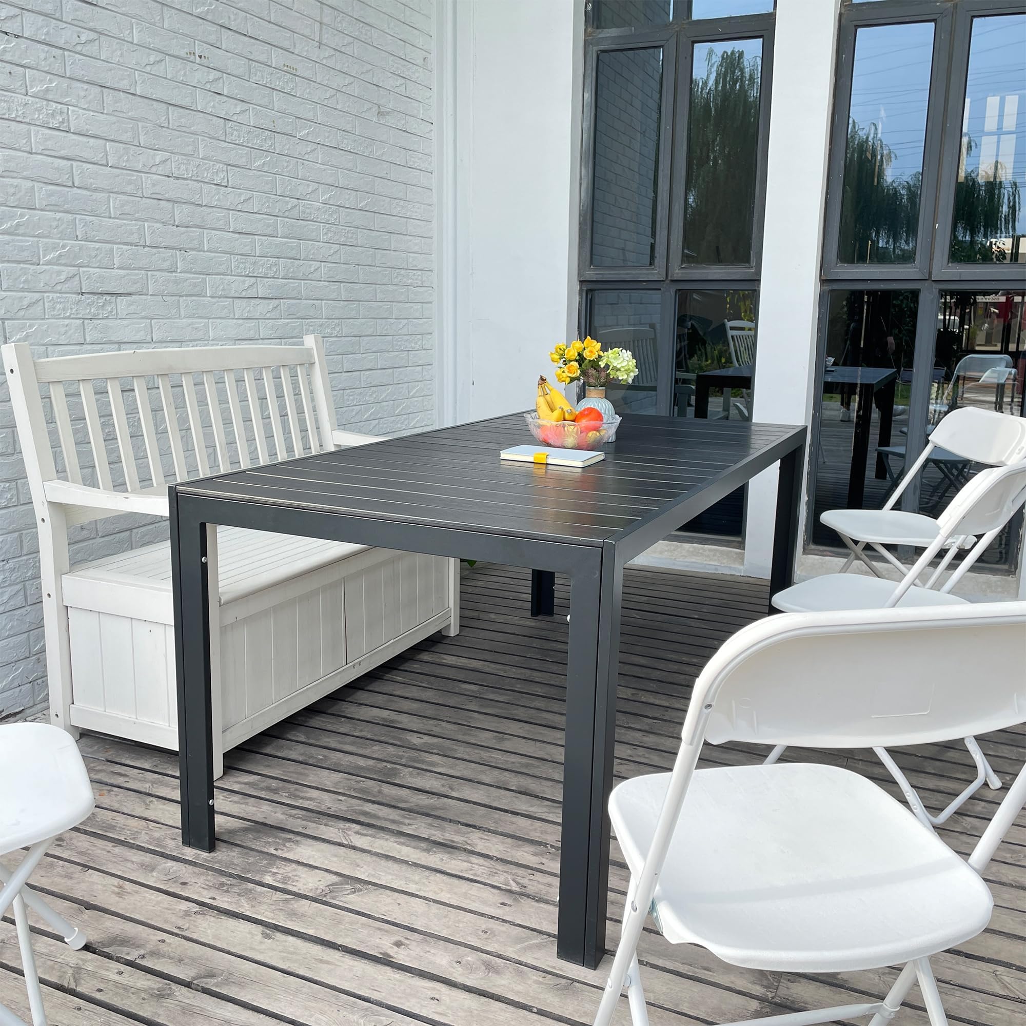Outdoor Aluminum Dining Table for 6-8 People