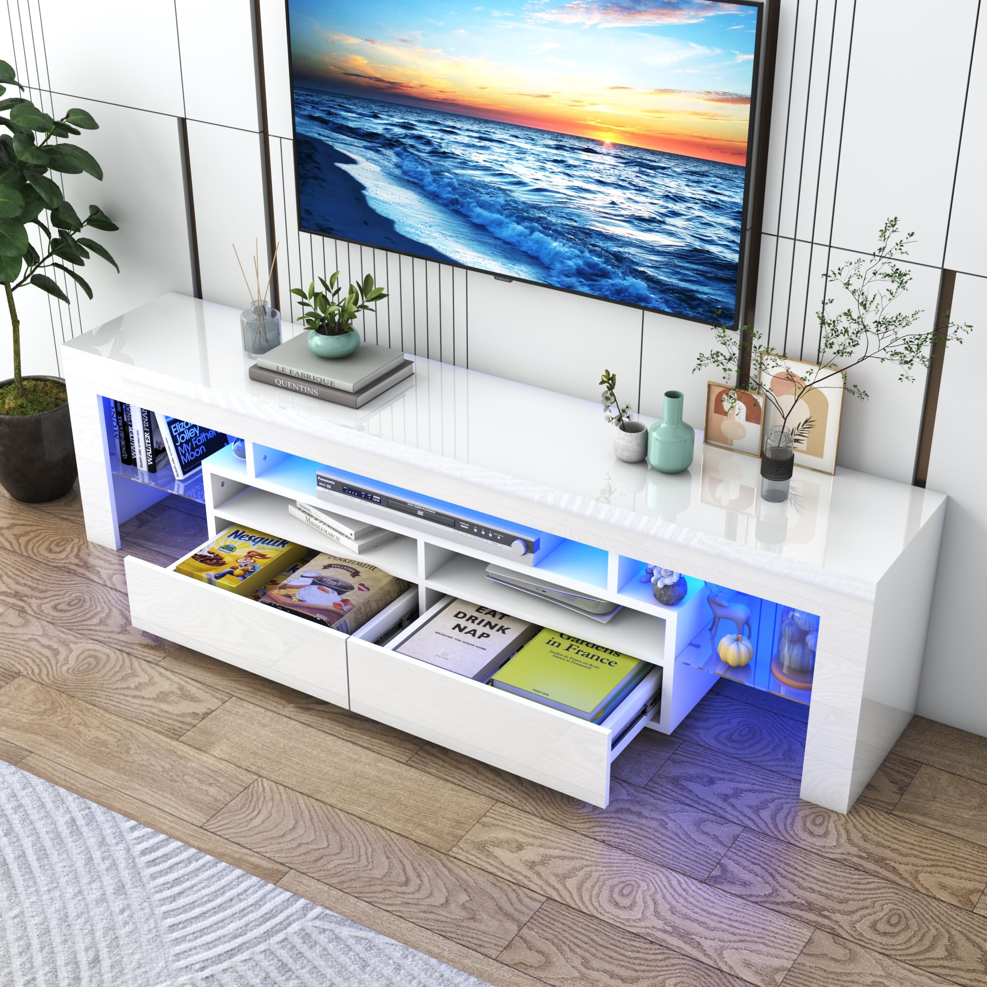LED TV Stand with Storage Drawers