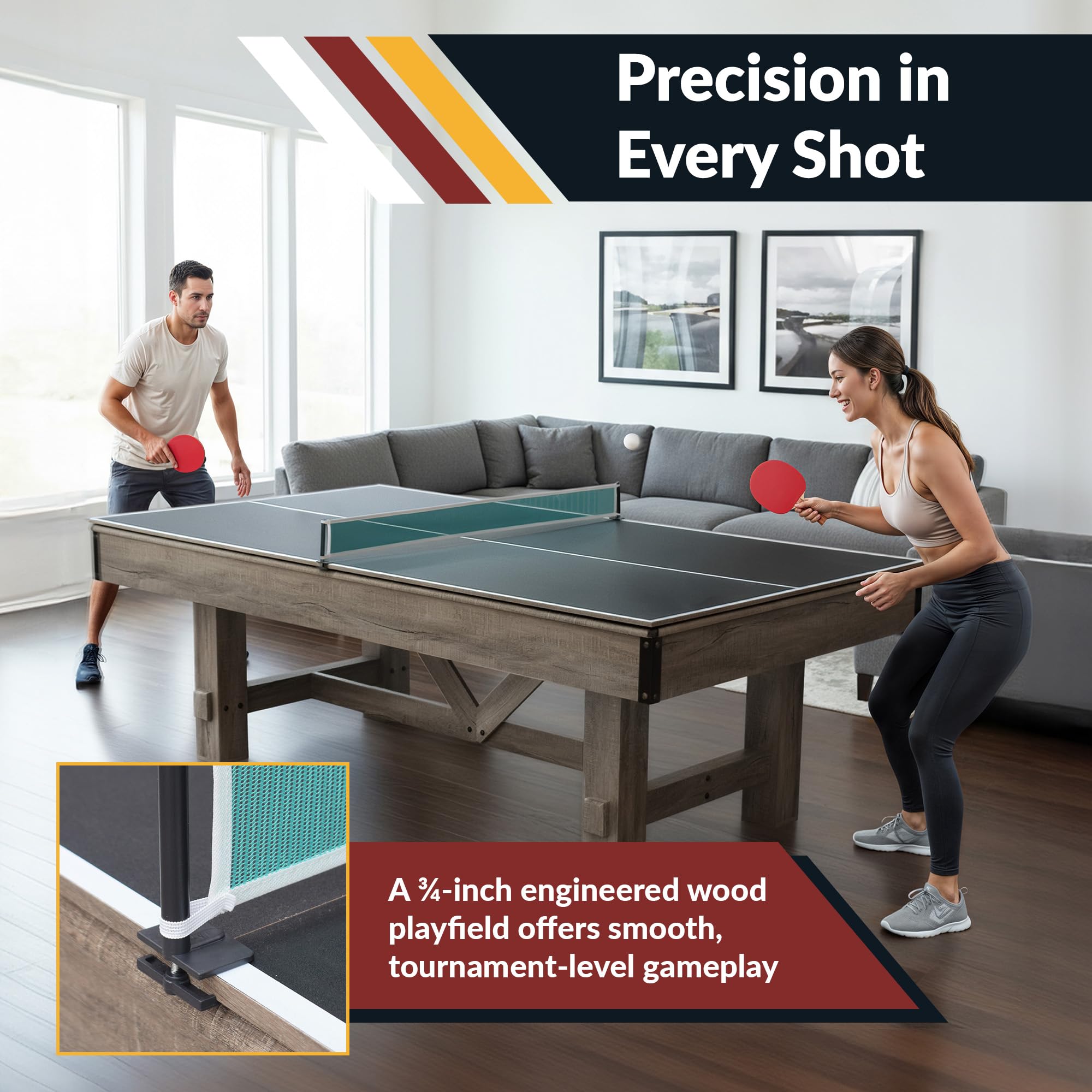 7-Foot 3-in-1 Pool Table with Benches