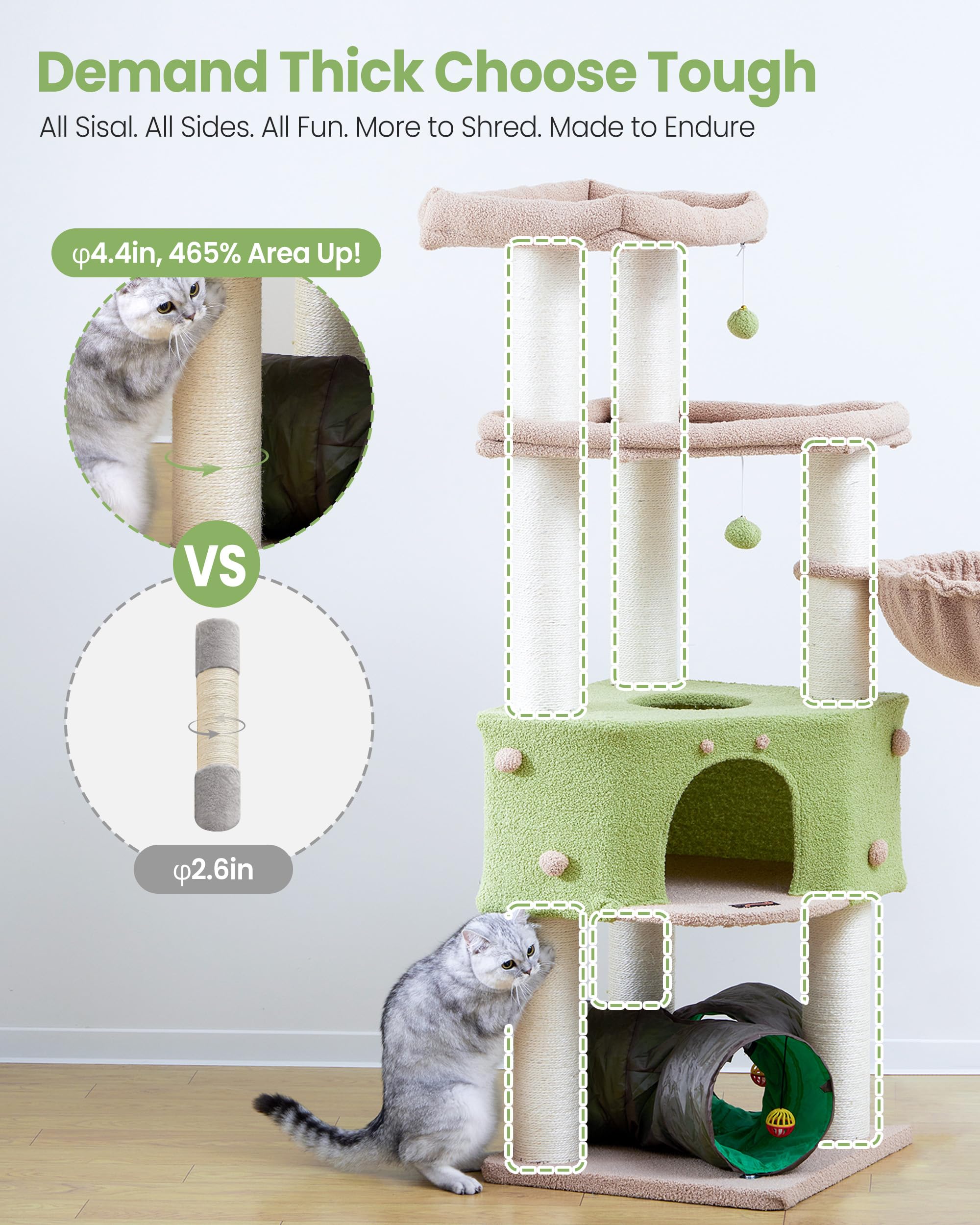 60 Inch Cat Tree Tower for Large Cats