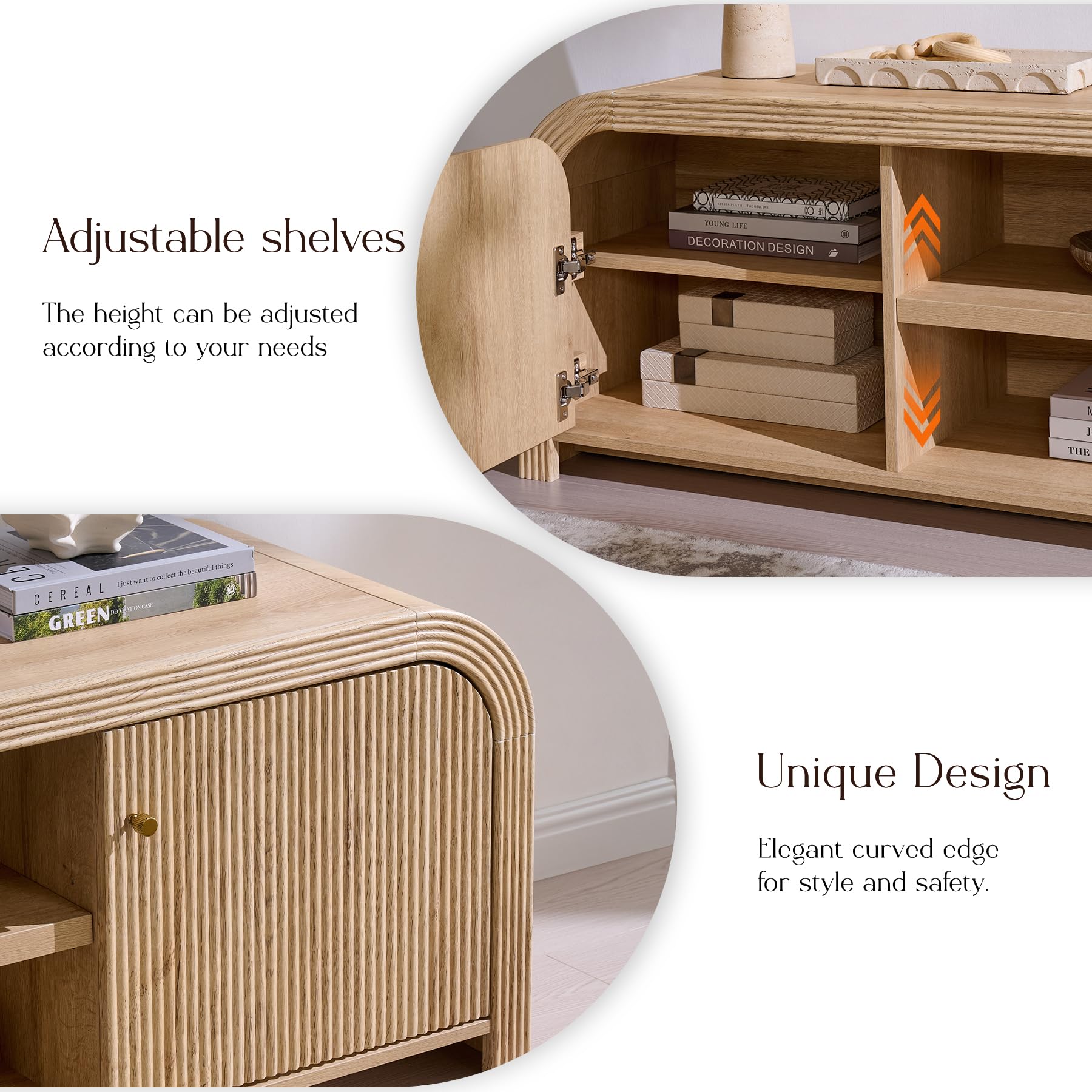 70" Modern Fluted TV Stand with Storage