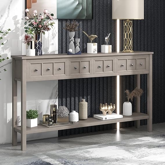 Ancent Console Table with Drawers and Shelf