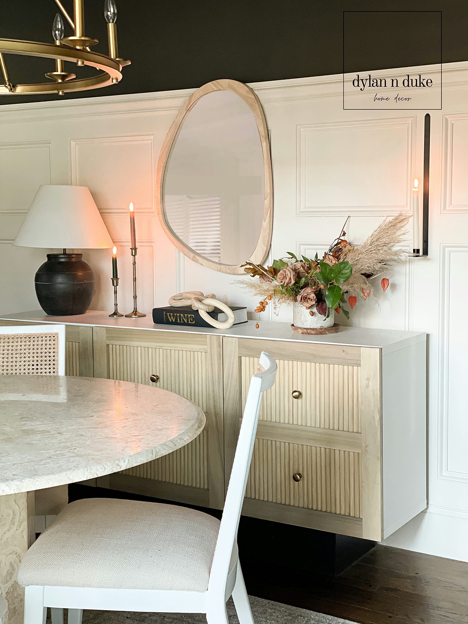 Irregular Wood Frame Boho Mirror