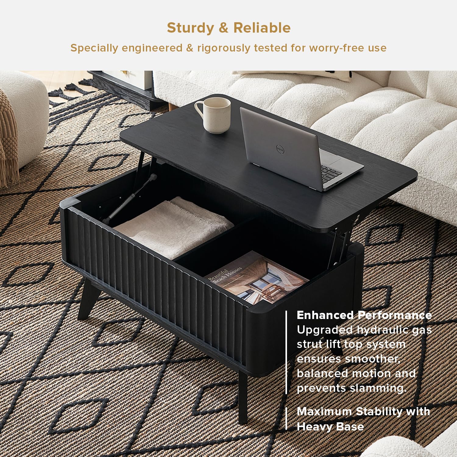 Brooklyn Lift Top Coffee Table with Hidden Storage