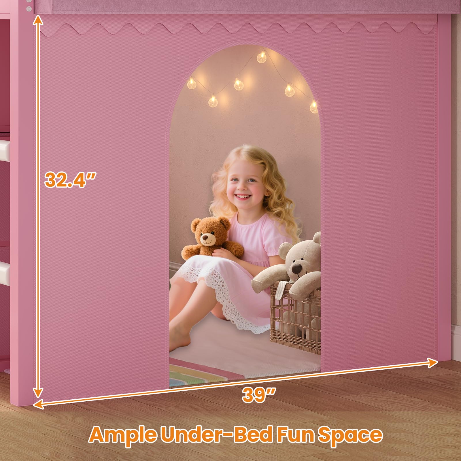 BTHFST Twin Size Loft Bed for Kids, 8 Storage Drawers & LED Lights, House Shaped Metal Bed with Bookcase, Soft Foam Ladder, 13.4" Safety Guardrail, Space Saving, Fun Curtain