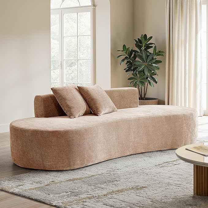 94.5" Curved Boneless Couch with Two Pillows