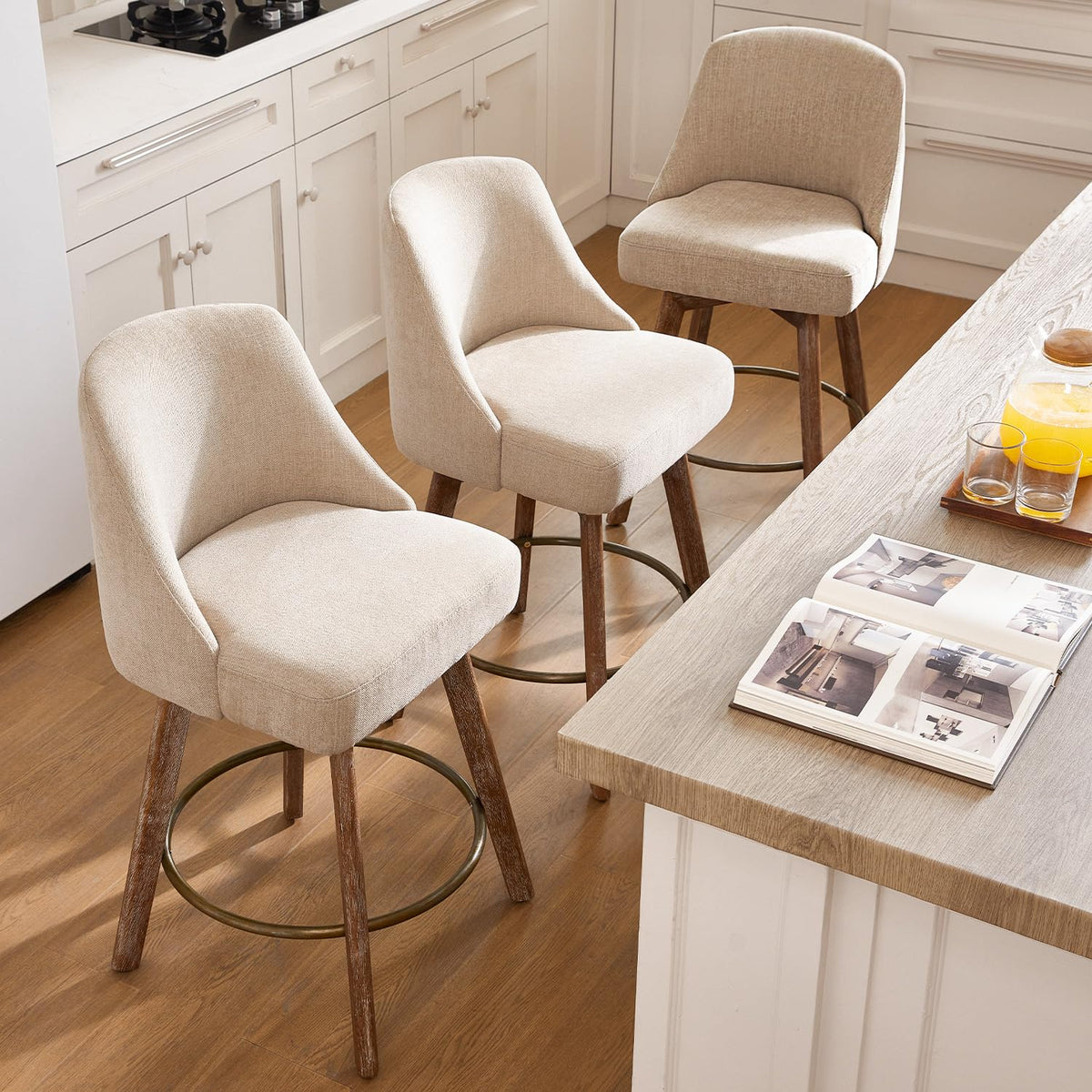 Mid Century Modern Counter Height Bar Stools Set of 2