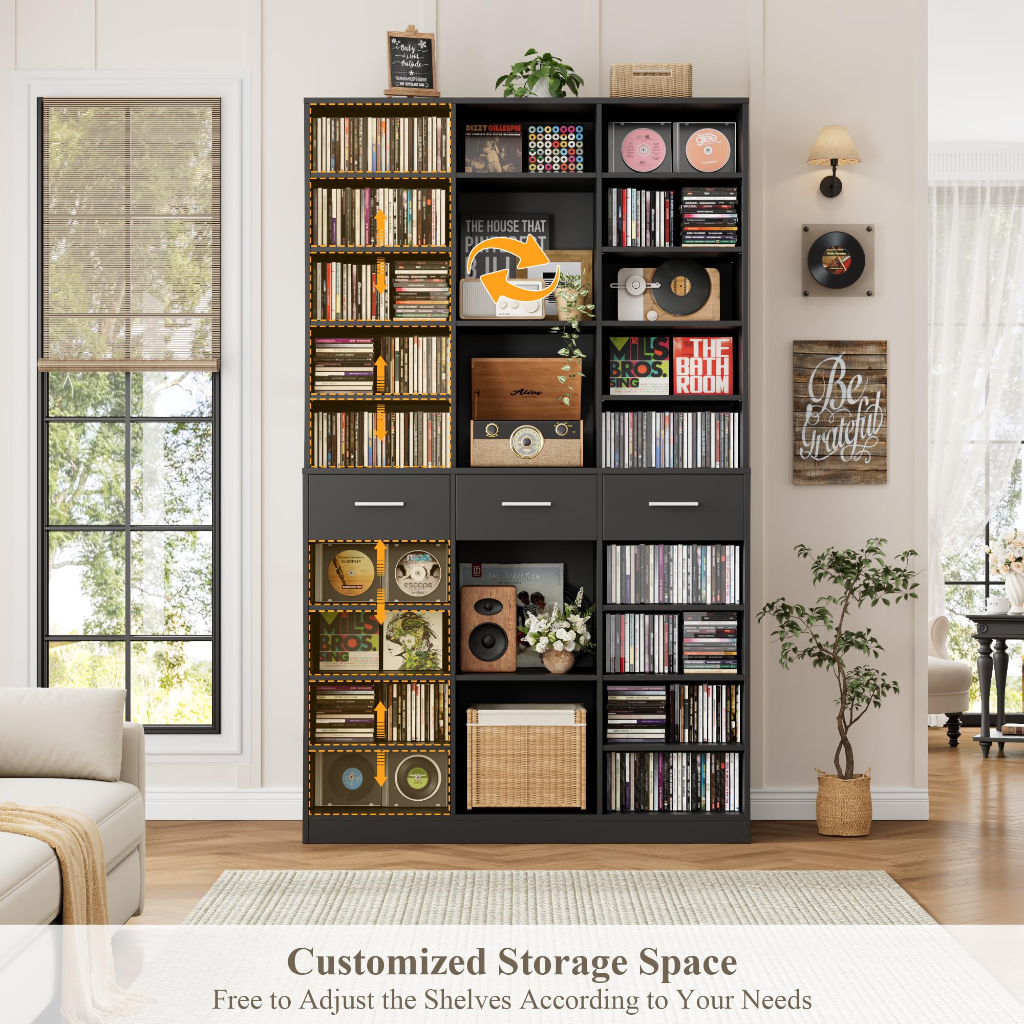 75" Tall Bookshelf with Drawers