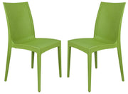 Modern Weave Stackable Dining Chair Set of 2 - Green
