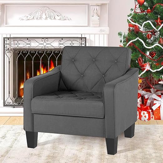 Mid-Century Tufted Accent Chair Grey