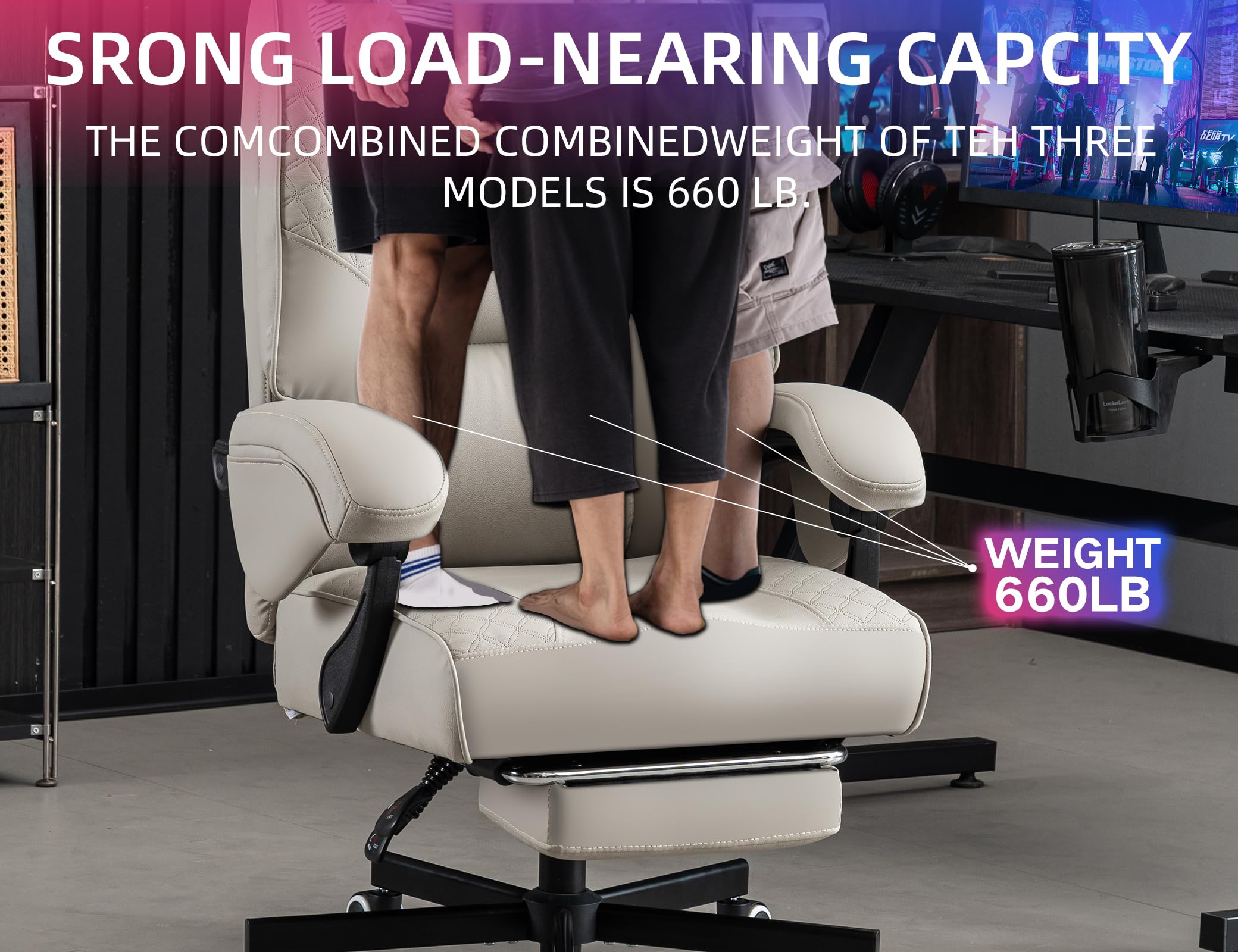 Big and Tall Office Chair with Footrest and Lumbar Support