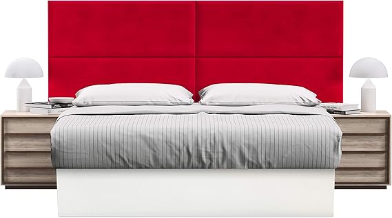 Customizable Wall Panel Headboard Set - Velour Red - Pack of 4