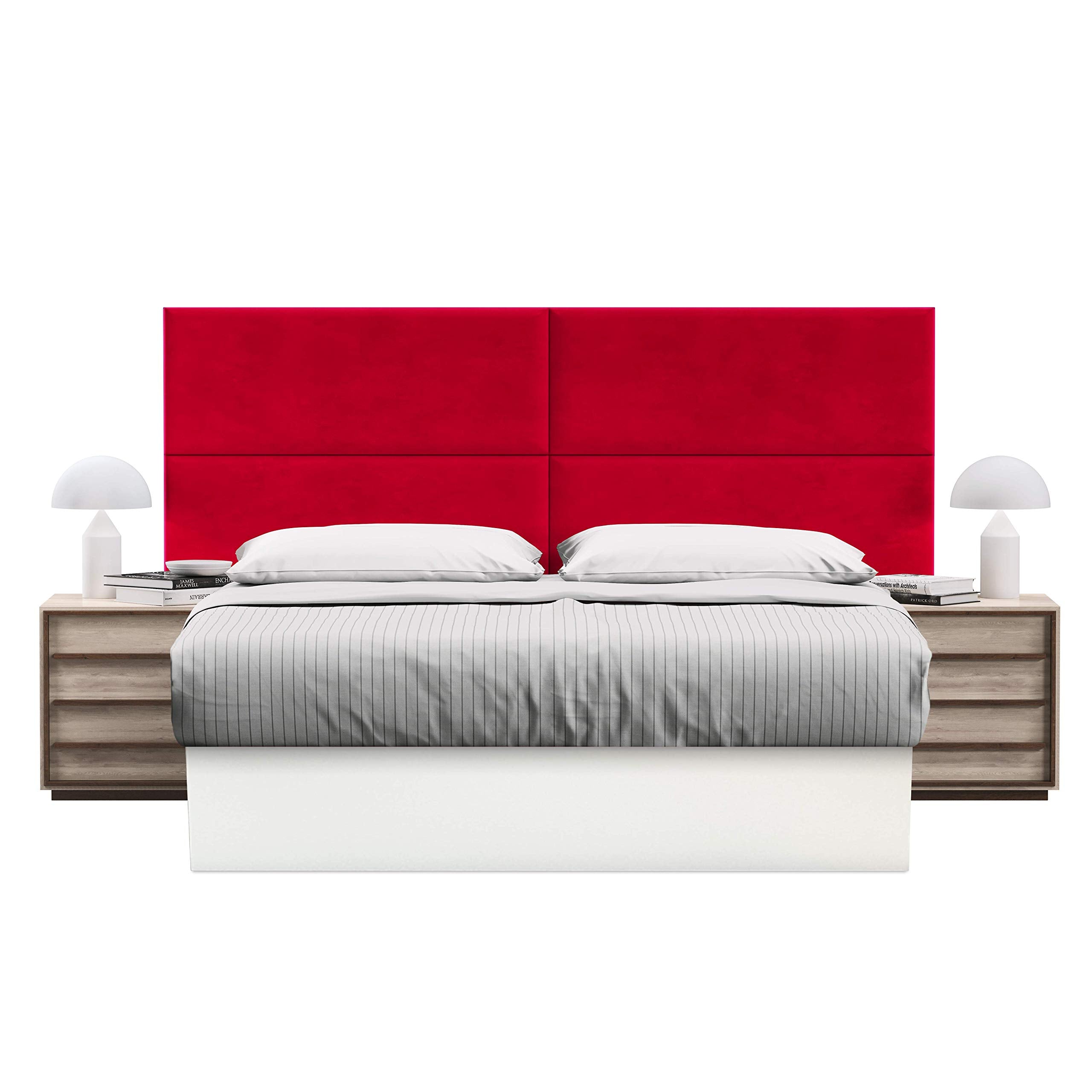 Customizable Wall Panel Headboard Set - Velour Red - Pack of 4