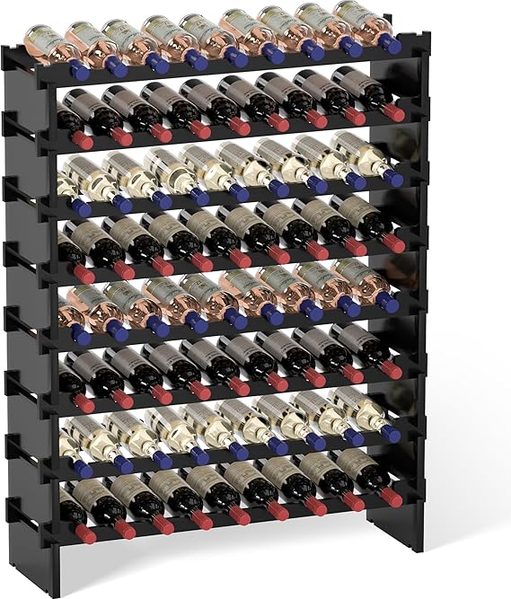 8-Tier Bamboo Wine Rack - 72 Bottle Freestanding Floor Storage
