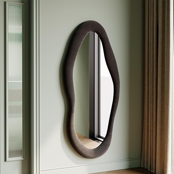 Full Length Mirror 63x24 Flannel Wrapped Wooden Frame