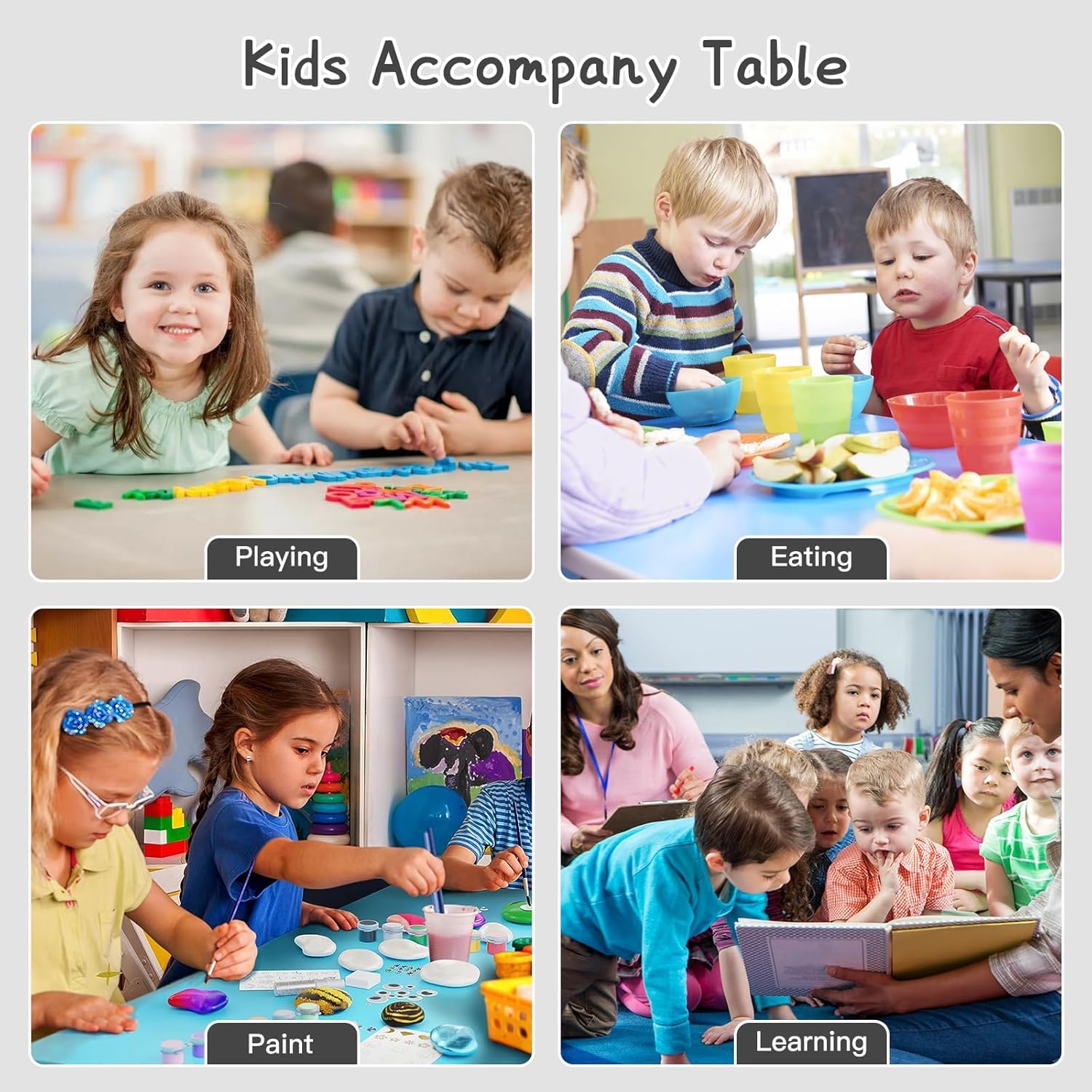 Height Adjustable Kids Table and 6 Chair Set