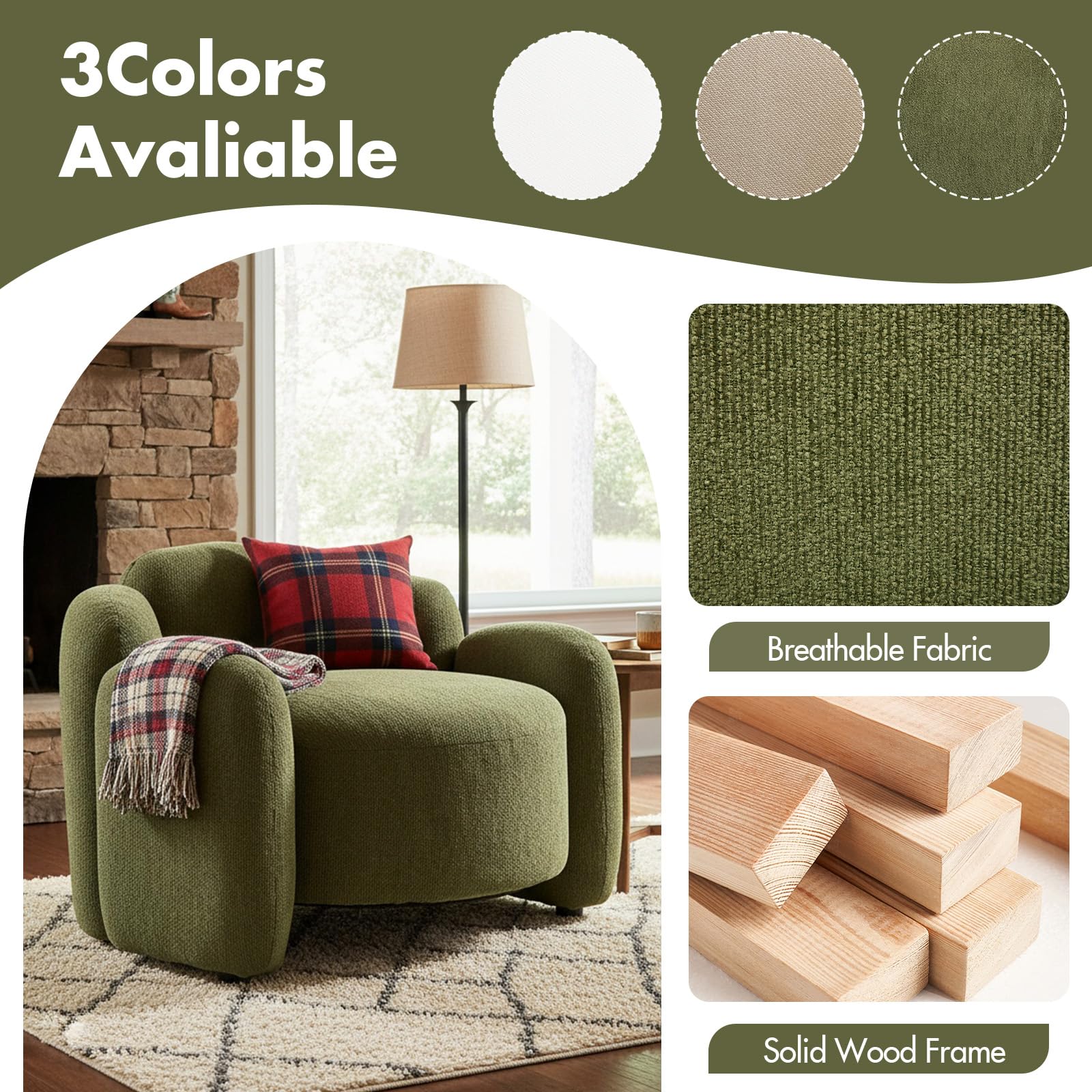 Sage Green Mid-Century Accent Chair