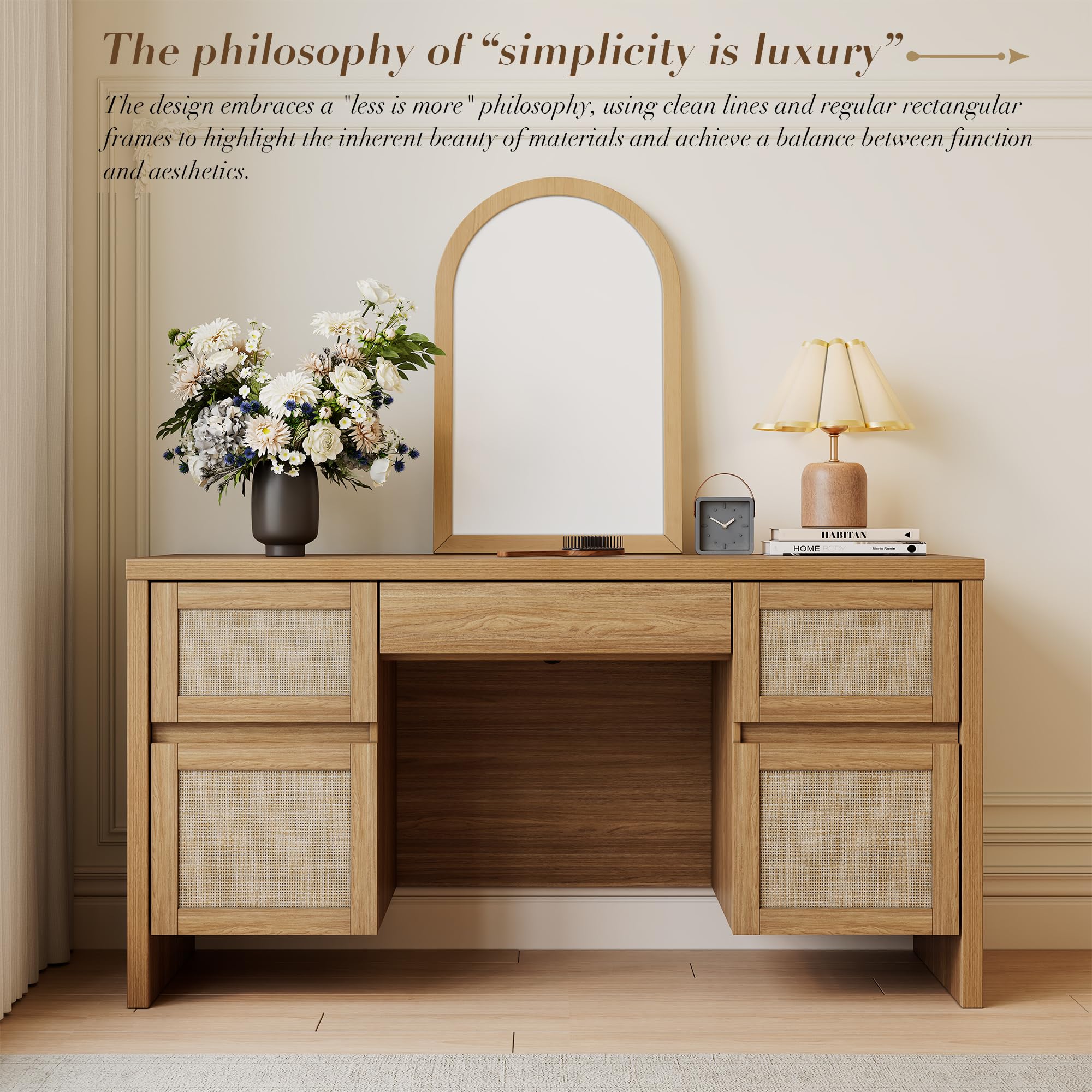 Executive Desk with 5 Drawers and Charging Station