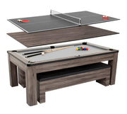 3-in-1 Combo Table - Billiards, Table Tennis & Dining
