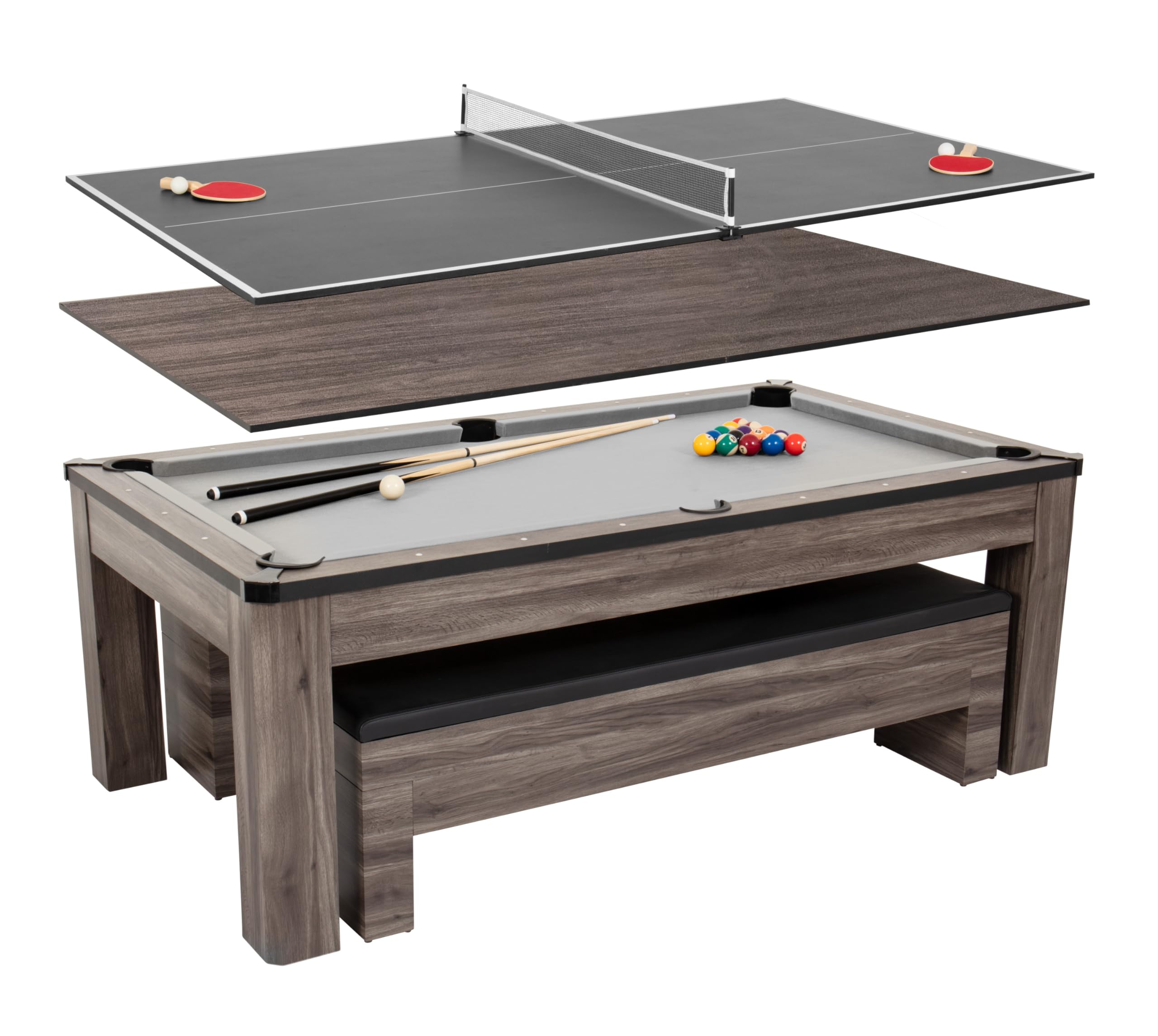 3-in-1 Combo Table - Billiards, Table Tennis & Dining