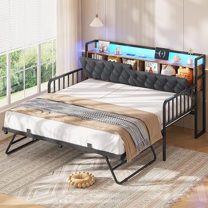 Twin to King Daybed with Trundle and Charging Station