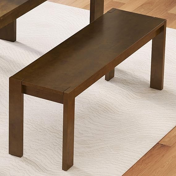 Solid Wood Dining Bench 47.25" Farmhouse Natural Rustic Long Bench