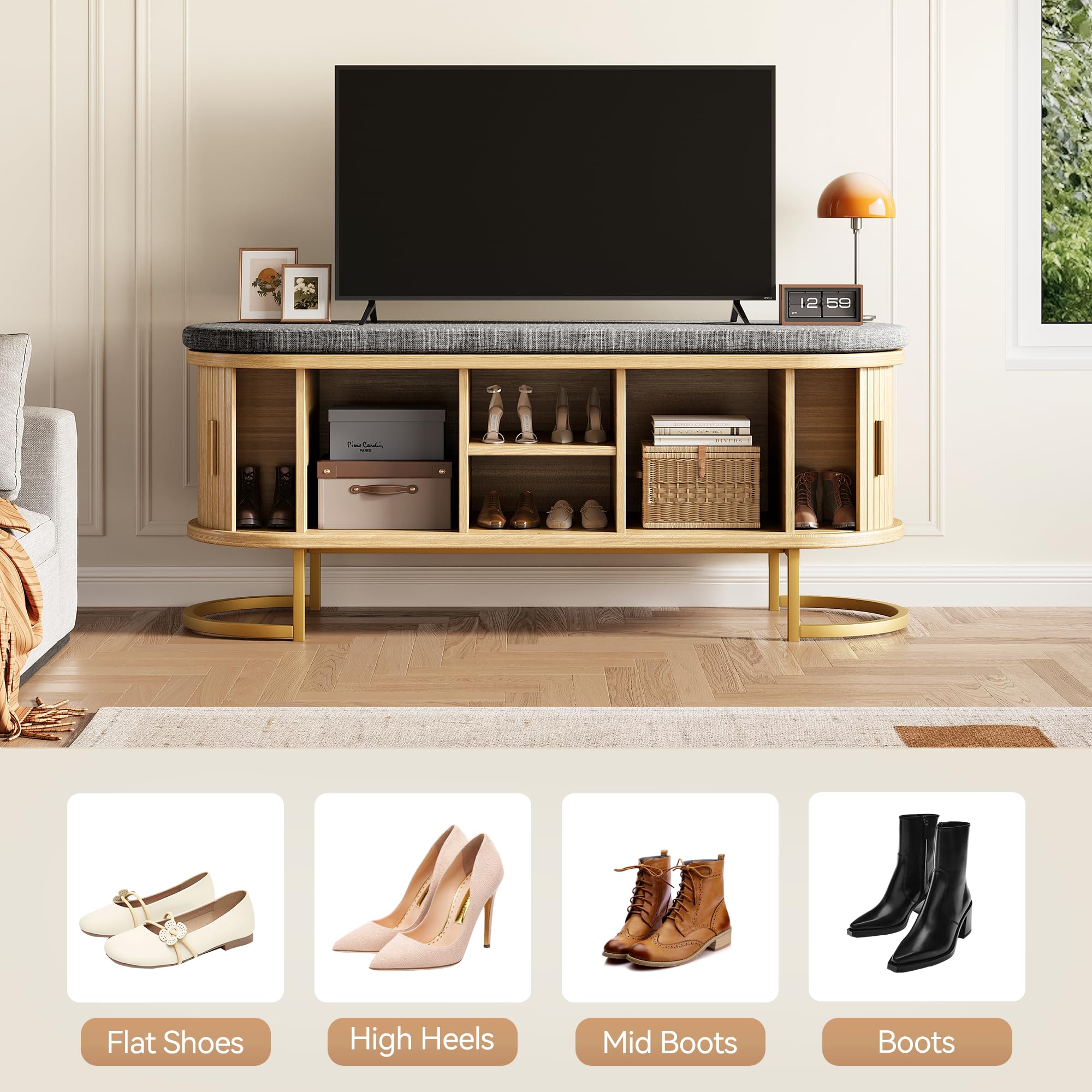 47.2" Entryway Storage Bench with Sliding Door