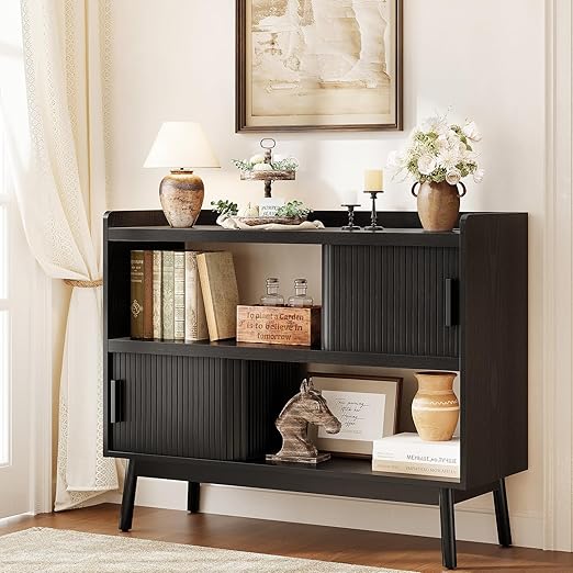 Sideboard Buffet Cabinet with Outlet and Adjustable Shelves