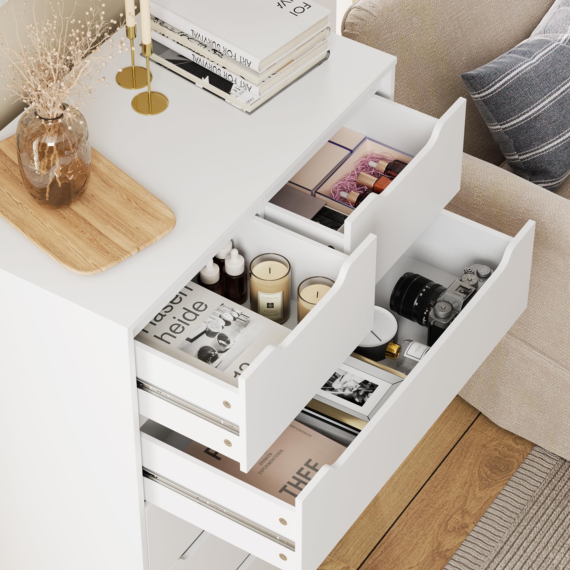 Modern 6 Drawer Dresser with Storage