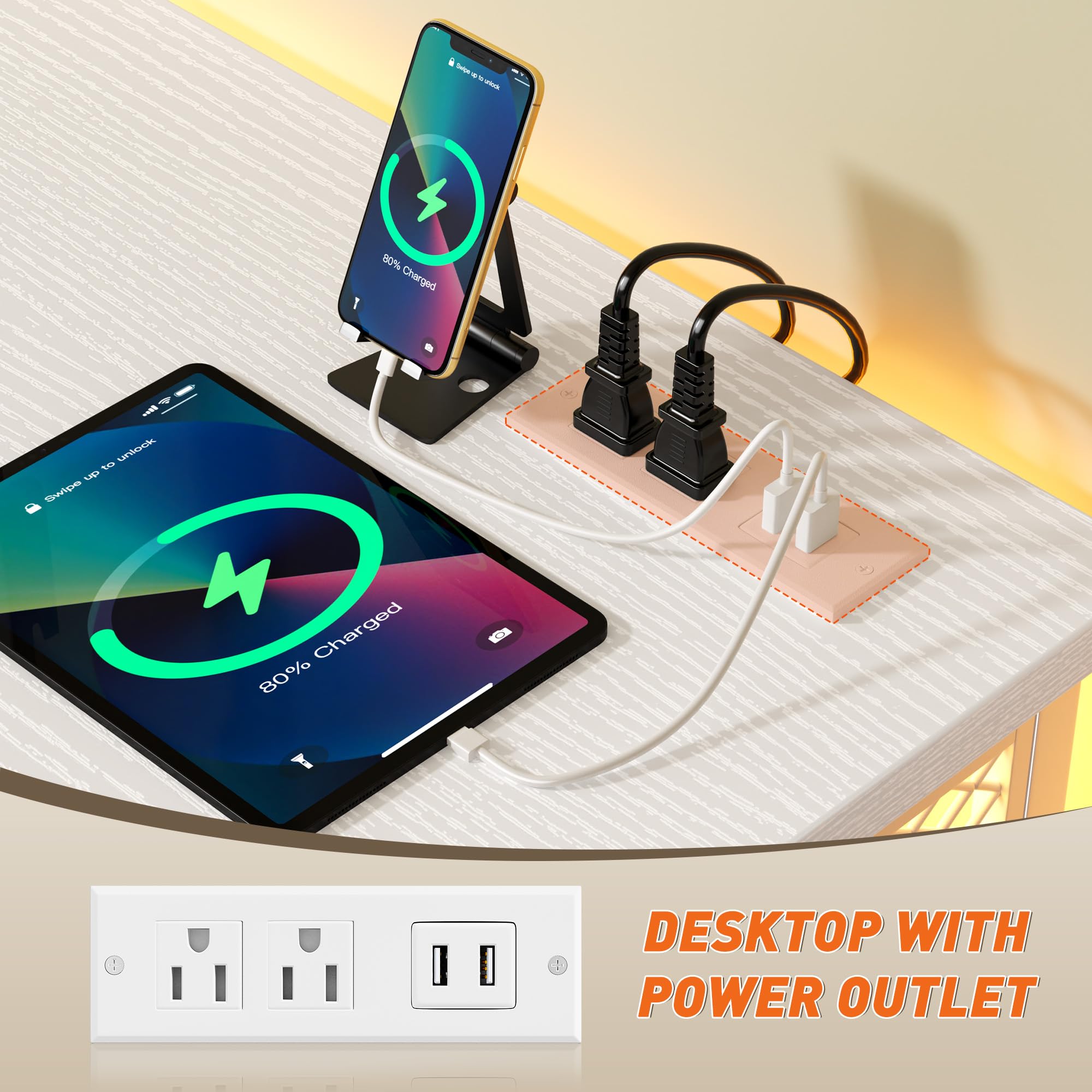 TV Stand with Swivel Mount and LED Lighting