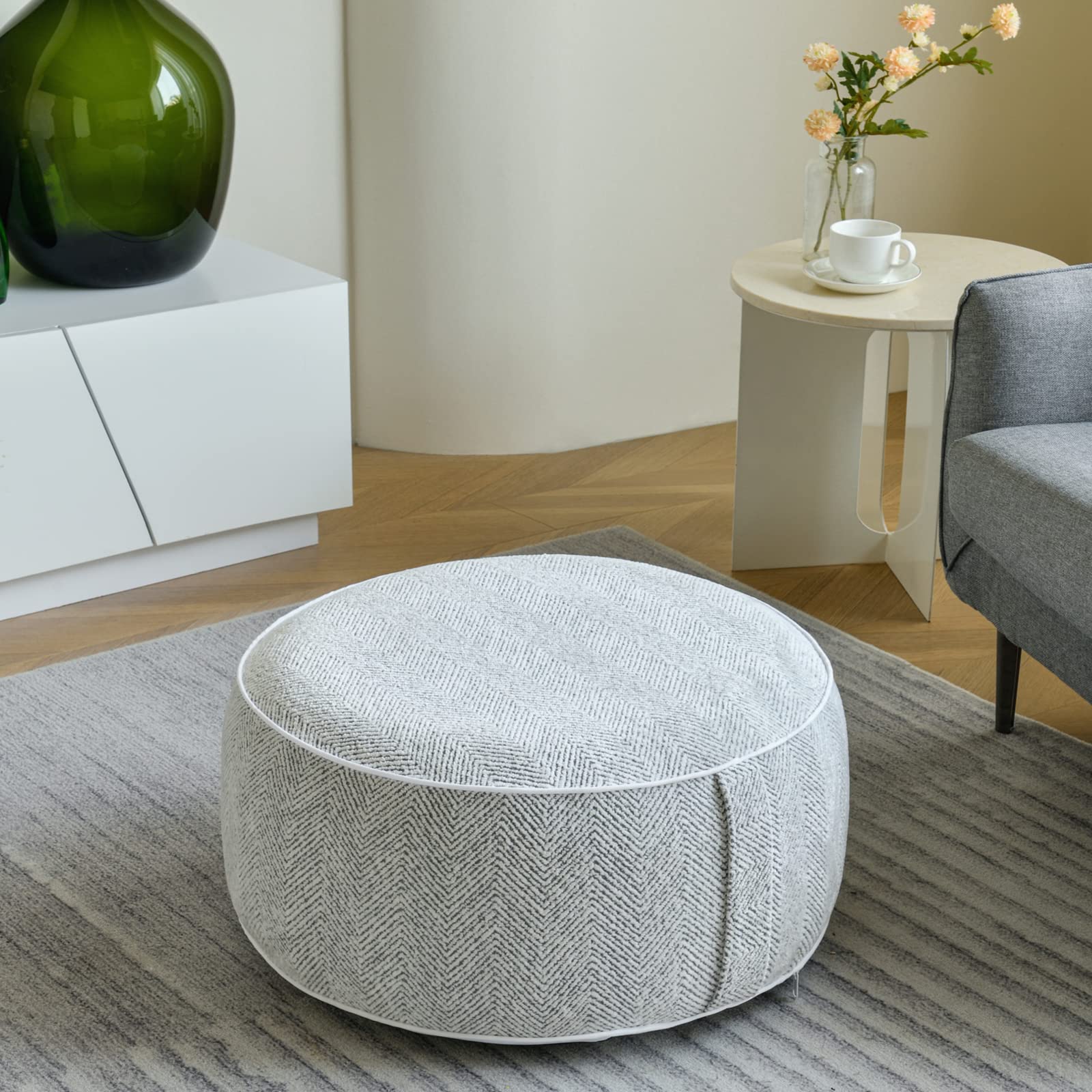 Inflatable Pouf Ottoman with Storage