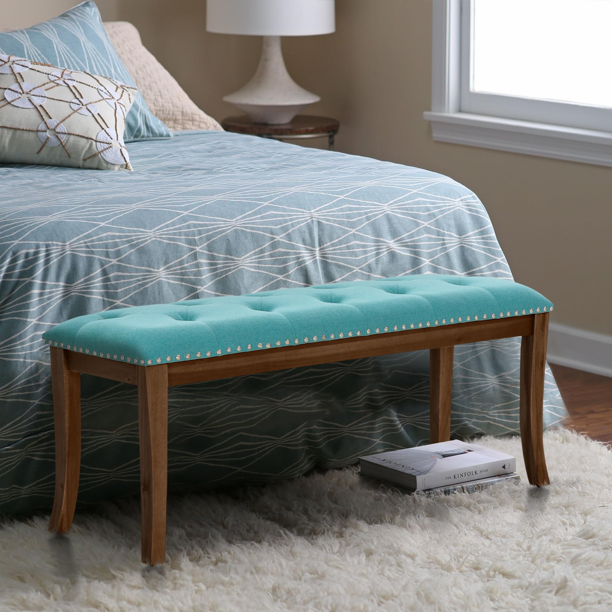 44" Upholstered Dining Bench with Button-Tufted Design