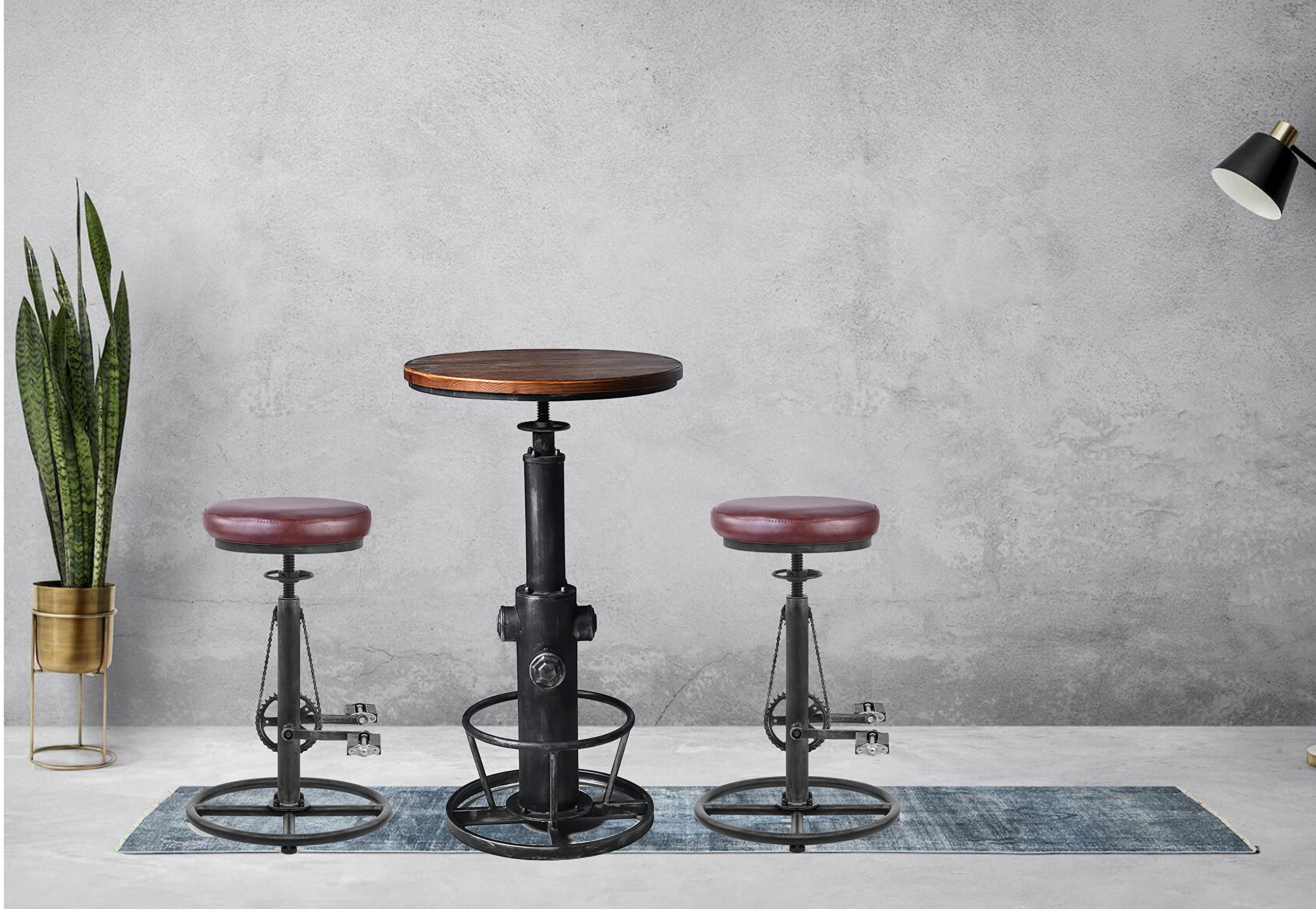3 Piece Retro Pub Bar Set with Adjustable Height