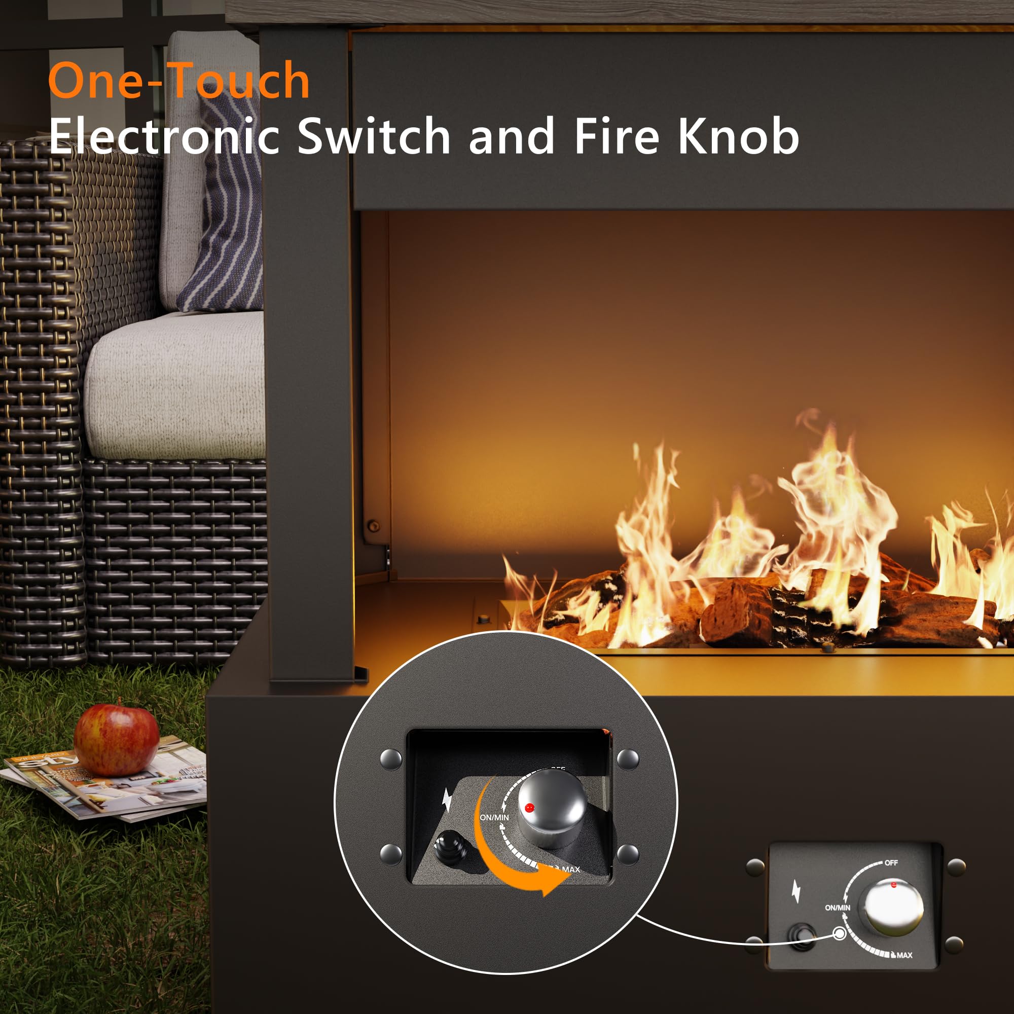 Propane Outdoor Fireplace 50,000 BTU with Ceramic Logs