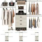 96 Inch Walk-In Closet Organizer System with 3 Shelving Towers and Drawers