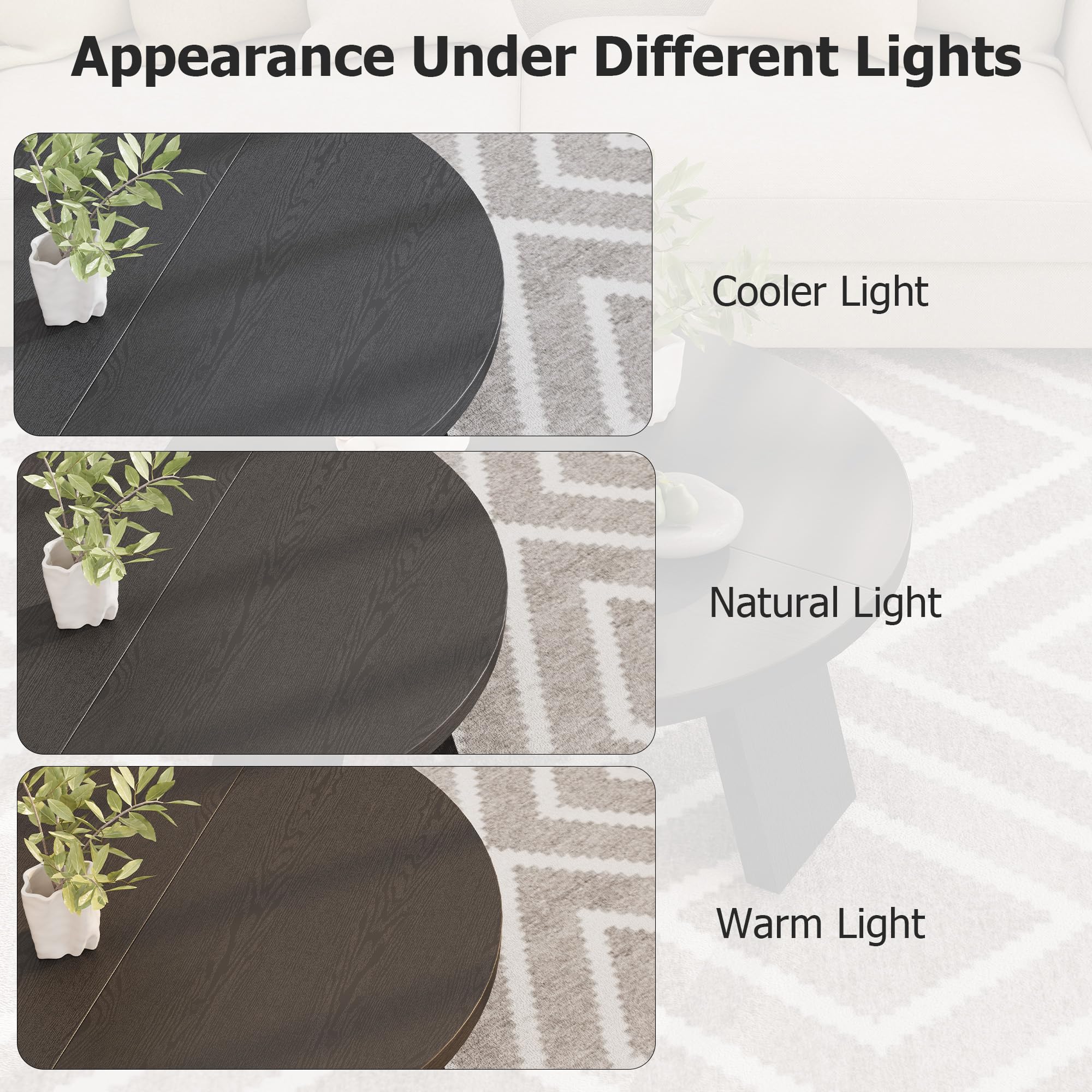 Round Coffee Table with Inclined Legs - Black