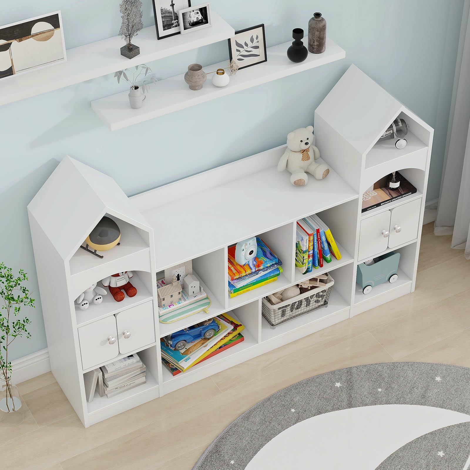 Castle-Themed Kids Bookshelf and Toy Storage Cabinet