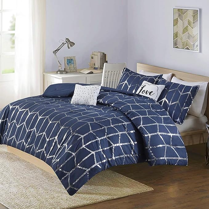 Geometric Metallic Comforter Set Full/Queen