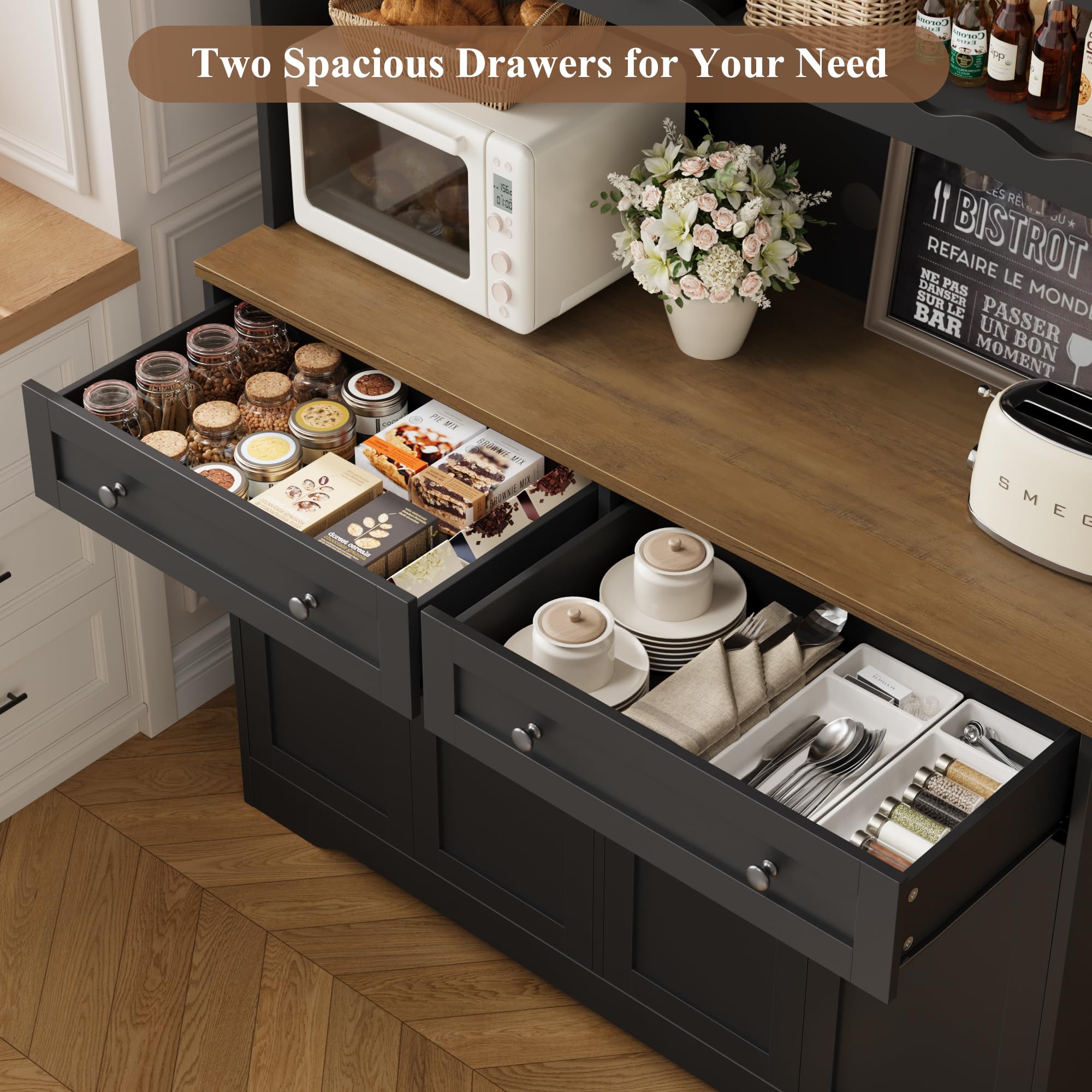 Kitchen Pantry Cabinet with Charging Station