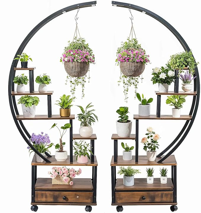 5-Tier Corner Plant Stand Indoor Tall Flower Shelves 2PCS