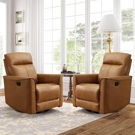 Swivel Rocker Recliner Glider Chair with Soft Backrest