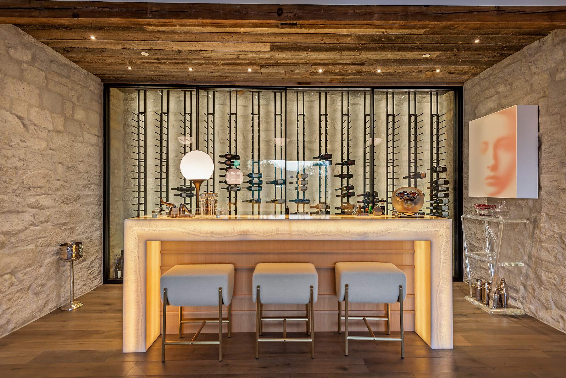 Floor-to-Ceiling Wine Rack - Double Deep Wall Mount - 42 Bottle Capacity