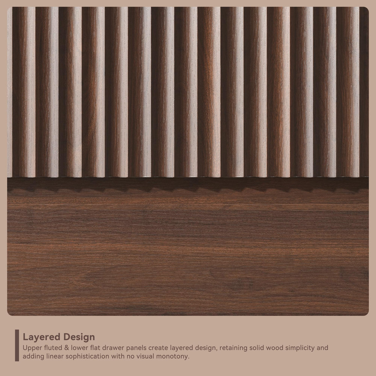 48" Fluted 5-Drawer Dresser with Curved Profile and Handleless Design