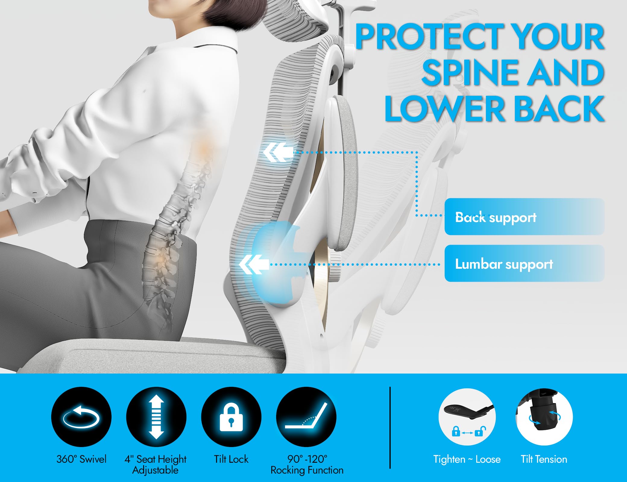 Ergonomic Mesh Office Chair with Adjustable Lumbar Support