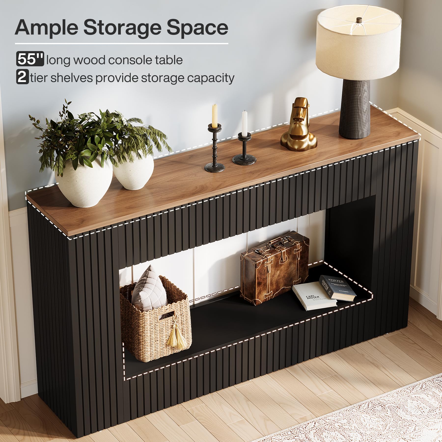 55-Inch Modern Console Table with Storage