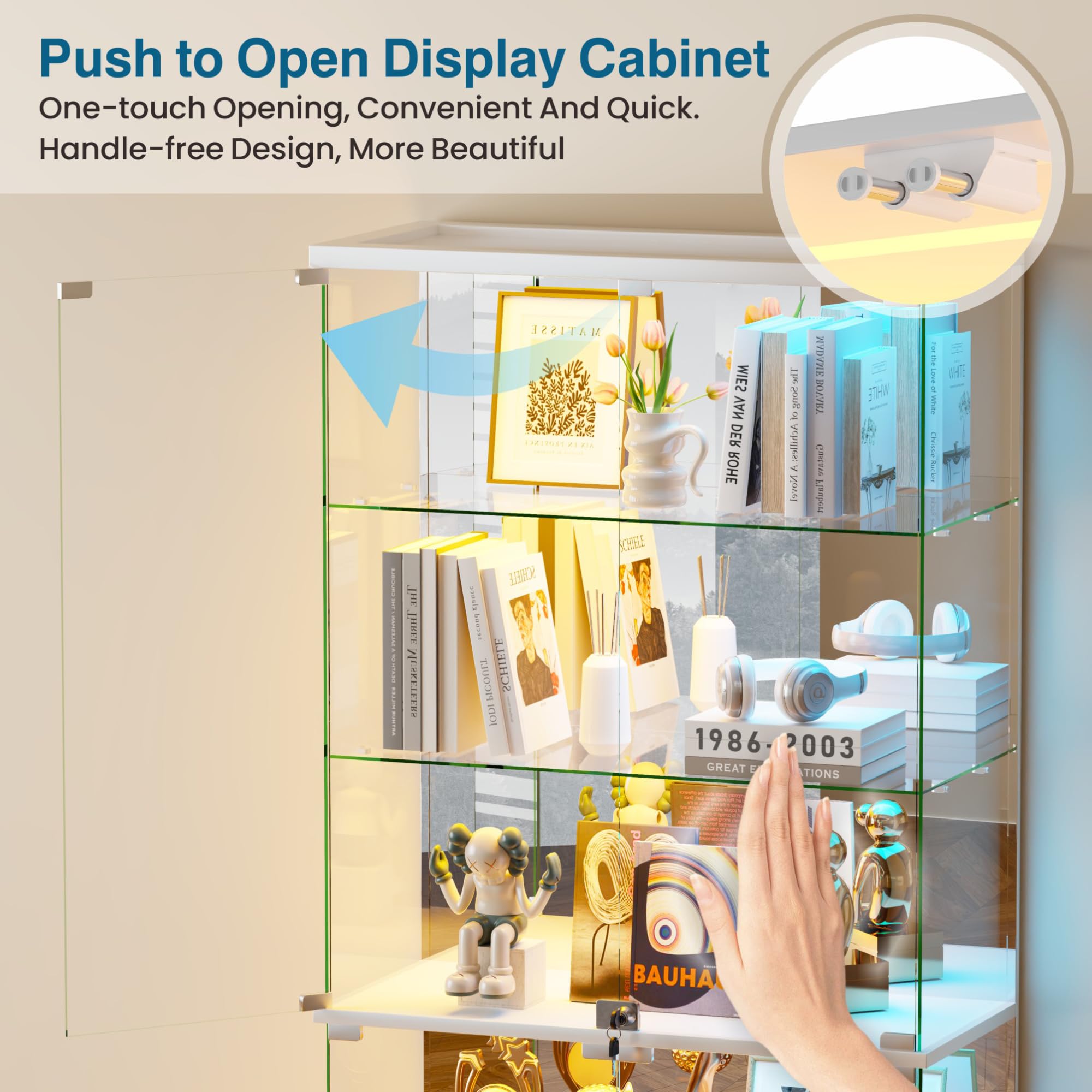 5 Tier Display Cabinet with RGB Lights and Glass Doors